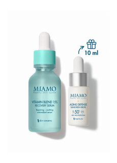 Miamo Cofanetto Booster Immunità Vitamin Blend 15% Recovery Serum 30ml + Aging Defense Sunscreen Drops 10ml