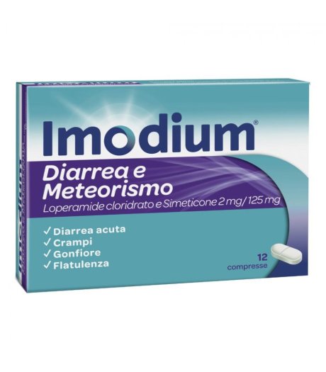 Imodium Diarrea E Meteorismo 2mg/125mg 12 Compresse