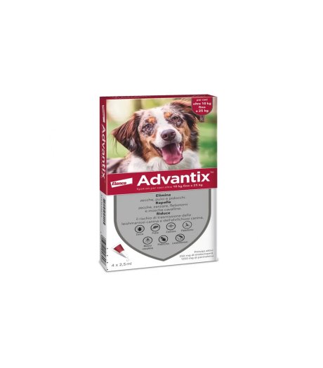 Advantix Spot On Soluzione Antiparassitaria Per Cani Da 10-25 Kg 4 Pipette Da 2,5ml 
