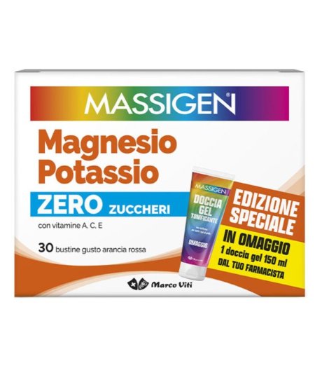 Massigen Magnesio e Potassio Zero Zuccheri 30 bustine - Integratore Energetico