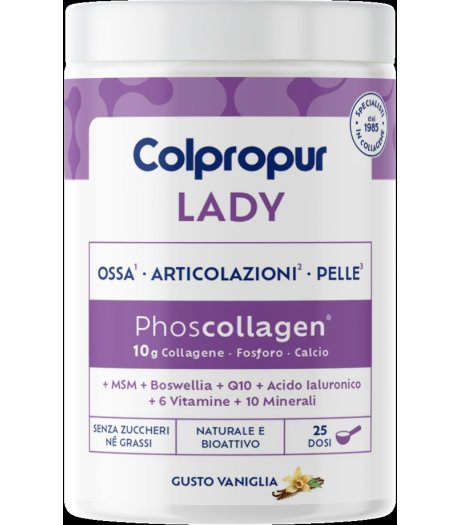 Colpropur Lady Gusto Vaniglia 332,5g - Integratore Per Ossa, Articolazioni e Pelle a Base di Collagene Calcio e Fosforo