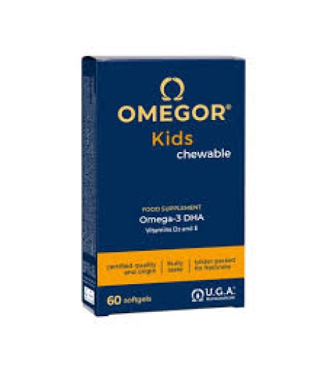 Omegor Kids - U.G.A. Nutraceuticals - 60 capsule masticabili - Integratore di omega 3 perintegratore per le ossa e il sistema immunitario nei bambini 