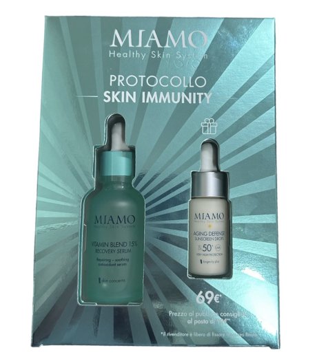  Miamo Protocollo Skin Immunity Cofanetto Vitamin Blend 15% Recovery Serum 30 ml + Aging Defence Sunscreen Drops SPF 50+ 10 ml