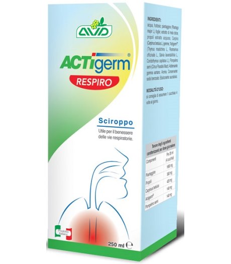 Actigerm Respiro Balsamico sciroppo integratore per il benessere delle vie respiratorie 250 ml