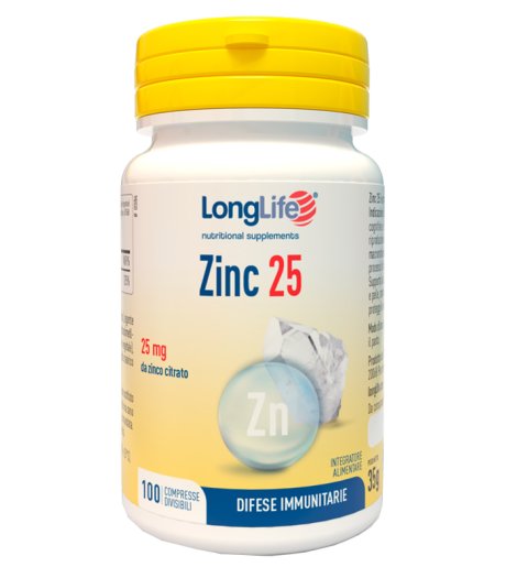 Longlife Zinc 25mg 100cpr