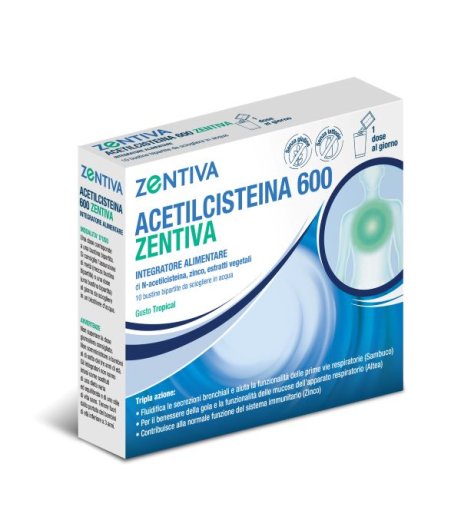 Acetilcisteina 600 Zent 10 Bustine