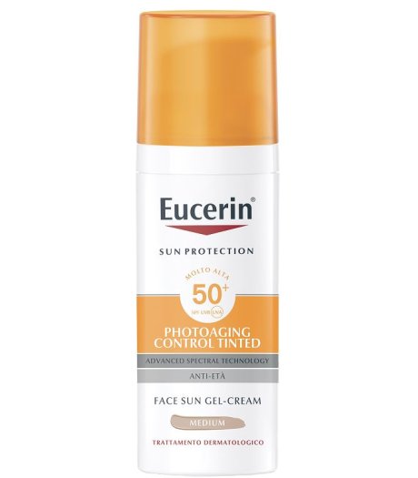 Eucerin Sun Photdaging Control Tinted Gel Creme Trattamento Dermatologico Spf 50+ Medium 50ml