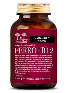 Salugea Ferro + B12 60 capsule - Integratore di ferro e vitamina B12