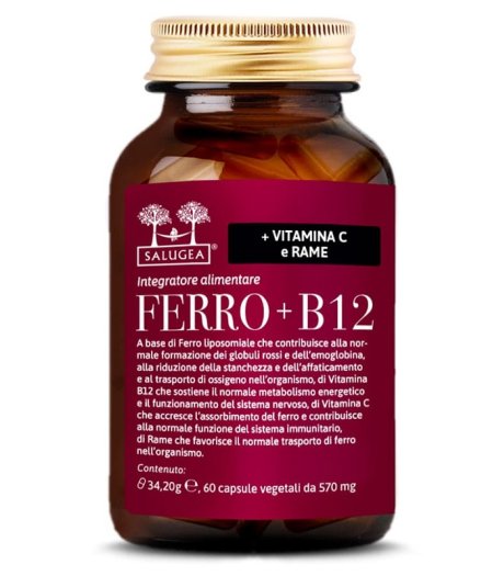 Salugea Ferro + B12 60 capsule - Integratore di ferro e vitamina B12