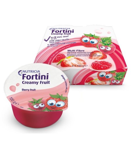 Fortini Creamy Fruit Multi Fibre Gusto Frutti Rossi 4x100g - Supplemento Dietetico Per Bambini