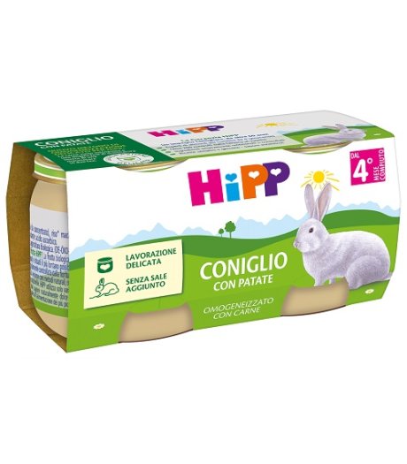 OMO HIPP Coniglio+Verd.2x80g