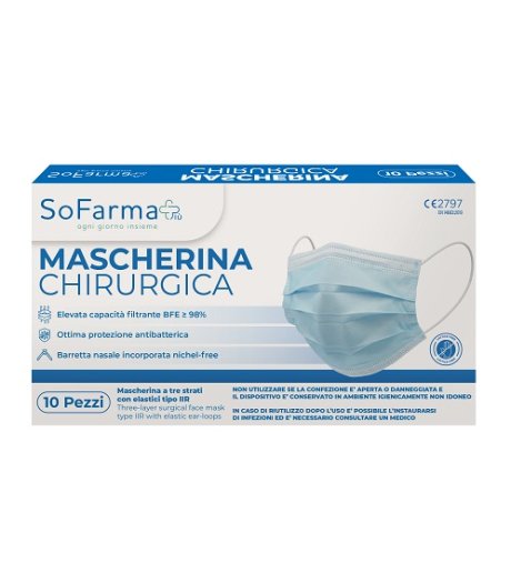 MASCHERINA CHIR 10PZ SF+