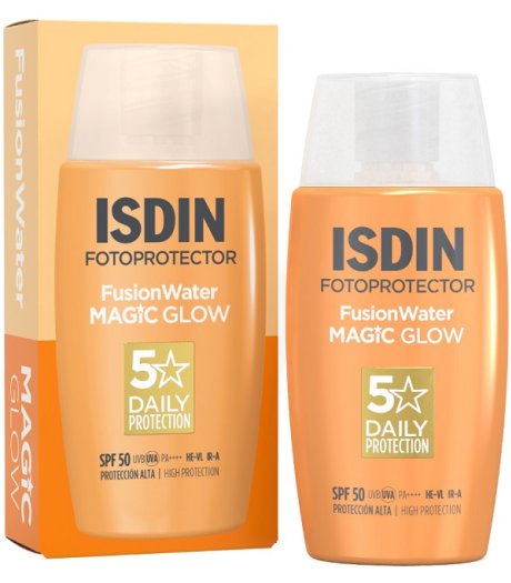 Fusion Water Magic Glow SPF50 ISDIN 50ml - Protezione Solare con Effetto Illuminante e Idratante per il Viso Fusion Water Magic Glow SPF50 ISDIN 50ml - Protezione Solare con Effetto Illuminante e Idratante per il Viso