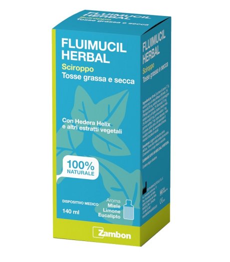 Fluimucil Herbal Sciroppo Tosse Grassa e Secca 140ml - Aroma Miele Limone Eucalipto
